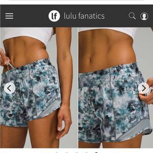 Lululemon Hotty Hot Low Rise Short 4" Sz 6 Kaleidofloral Multi Blue Cast 6092